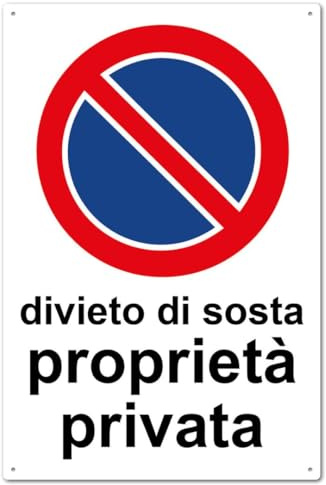 AGRICOM - Cartello Divieto di Sosta Proprietà Privata 20x30 cm | Polipropilene Made in Italy | Fori per viti e fascette + Biadesivo | Impermeabile, Anti-UV | Per Esterni e Interni