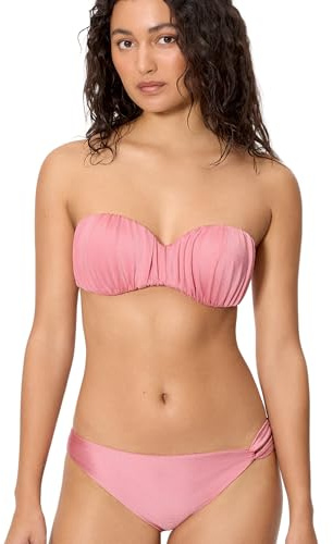YSABEL MORA. Conjunto de Bikini Bandeau con Brillo. Acabado Luminoso con Sujeción y Relleno. Tirantes Desmontables y Multiposición. Braga Mini a Juego Colección Jasmine.