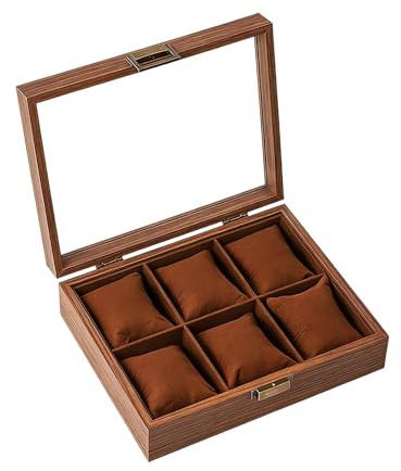 Hailong Ming Scatola, Espositore E Contenitore per Orologi con Morbido Cuscino, Elegante E Multifunzionale, Resistente Alla Polvere, con, 6 Slot