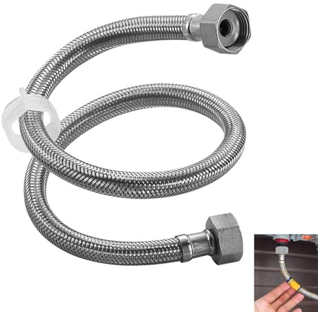 Tubo Flessibile in Acciaio Inox 150 cm, Tubo Armato 1/2 pollice, Prolunga di Collegamento Acqua in Acciaio Inox 304, Tubo di Collegamento per Rubinetto e Miscelatore