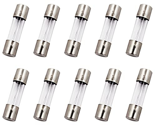 SIXQJZML 10 Pack F10AL Fast-Blow Fuse 10A 10amp 125V Glass Fuses 0.2 x 0.78 inch / 5 x 20 mm (125Volt F10A)
