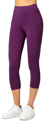 Merry Style Damen Leggings 3/4 Capri Leggings aus Viskose MS10-144 (Pflaume, M)