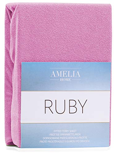 AmeliaHome Spannbettlaken 140x200-160x200 cm Frottee Baumwolle Spannbetttuch, pink