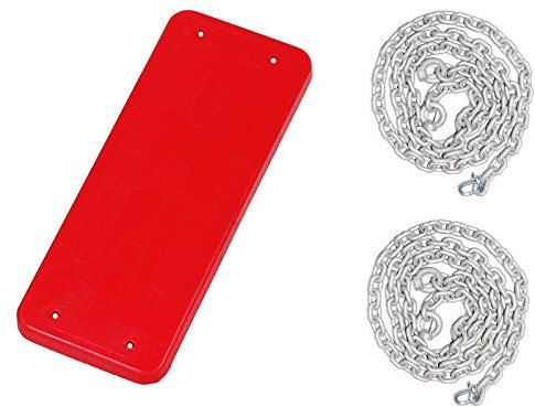 OTITU Just Fun Asiento Columpio de Goma con Placa de Metal con Cadena galvanizada Set 5 mm - 1,8 m, Uso público – Rojo