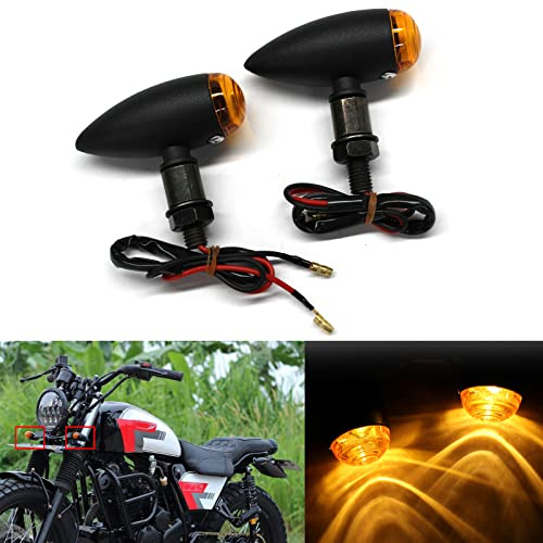 JMTBNO 2pcs Intermitentes Moto Homologados Bala Halógeno Lámpara Indicadores Señal de Giro Ámbar Luces Impermeables Universal 12V para Cruiser Chopper Cafe Racer Scooter Quad Enduro