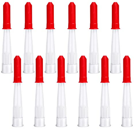 12 Pieces Spare Silicone Sealant Nozzles, Silicone Tube Nozzles Resealable Sealant Nozzle with 12 Pcs Red Caulk Cap Covers for Bathroom Kitchen Finishing Sealing