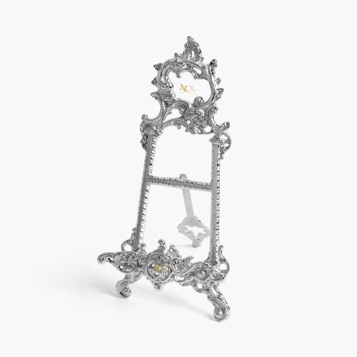 Assorted Collections Easel Display Stands for Art Deco, Paintings, Pictures, Decorative Plates, Wedding Signs, Menu Stand, Home Decor Silver Picture Stand (Silver, 9 Inch)