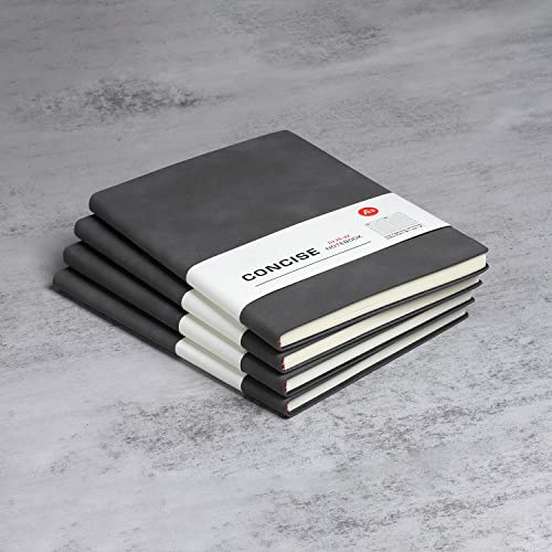huaao Notizbuch A5 liniertes Leder 4er Pack Hardcover Notizbücher mit Hochwertigem Dickem 100 gsm, Journal Notizbücher Klassisches Notizblock für Schreiben, Büro, Schule, Geschäft 14,5 * 21 cm, Grau