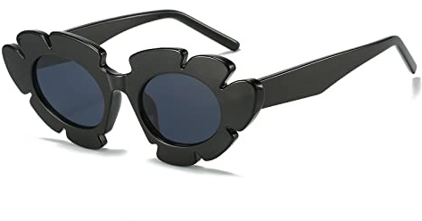 LJCZKA Lunettes de Soleil Œil de Chat Fleurs Femmes, Lunettes de Soleil Femme Forme de Fleur Mode Tendance Lunettes de Fête Festival
