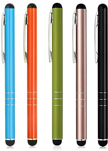 Stylus Pens for Touch Screens, 5 Pack Universal Capacitive Tablet Pen for iPhone, iPad Pro, Air, mini, Air, Samsung Galaxy, 5 Colours