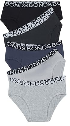 Bonds Culotte de sous-vêtements pour garçon, Noir/gris (lot de 5), 10-11 Years