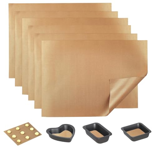 SXCCNW Dauerbackfolie, 8er Set Wiederverwendbares Backpapier, Dauerbackfolie für Backöfen für Backofen und Grill Mehrweg Backpapier Antihaft Waschbar 40 x 30 cm, YHDM-229