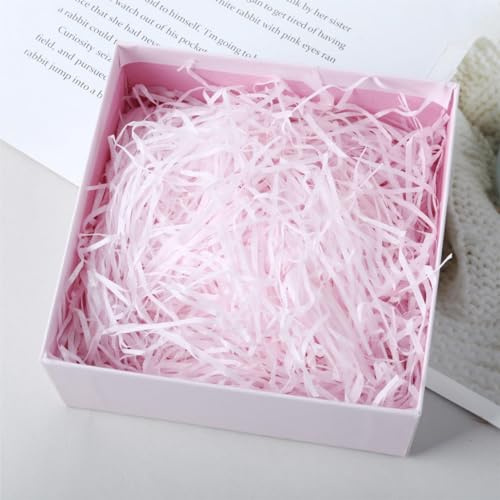 HXJADM - Papel triturado de 150 g, relleno de cesta de regalo, suministros para fiestas y envoltura de regalos, relleno de rafia, papel de seda triturado (rosa claro)