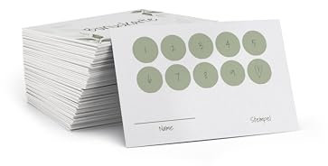 Blanko Bonuskarten zum Ausfüllen -Eukalyptus- (100 Stück) Stempelkarten mit Platz für Kundennamen und Firmenstempel I Karten mit modernen Designs