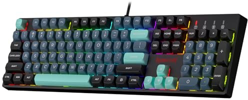 Redragon K582 SE Teclado para Juegos RGB con Cable, Teclado mecánico de 104 Teclas con Enchufe Intercambiable en Caliente Mejorado, Kit de amortiguación de Ruido, Teclas PBT de Color Mixto, US Layout