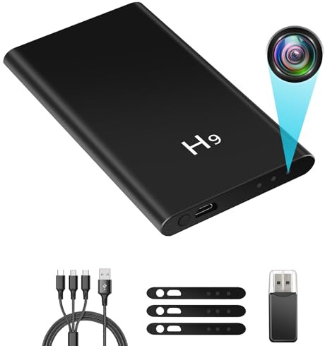 Yadayuki Mini spionkamera, HD 1080P kamera inomhus övervakning, 5 000 mAh Power Bank Spy Dold kamera med mörkerseende och mikrokamera loopinspelning, inklusive 3 i 1 USB-kabel
