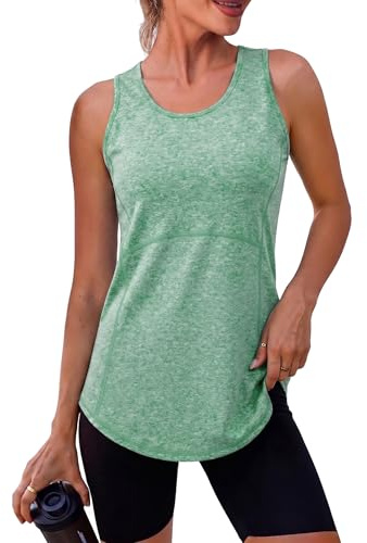 Terecey Camiseta Deportiva Mujer Sin Mangas Transpirable Top de Entrenamiento para Gimnasio Correr Yoga Camiseta de Tirantes Fitness de Malla Trasera