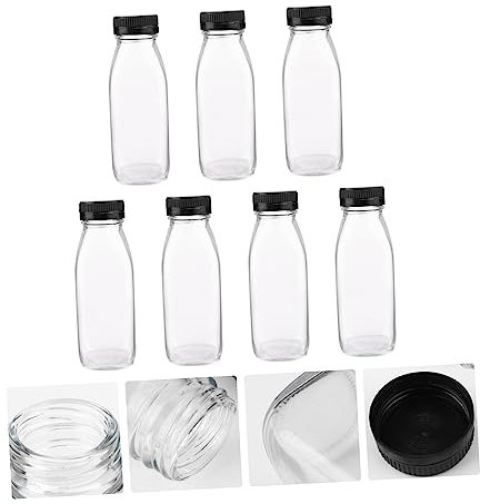 UKCOCO 8piezas Botella De Bebida De Vidrio Transparente Para Almacenar Jugos Leche y Bebidas Para Cocina y Picnic