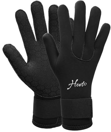 Hevto Neoprene Dving Gloves 3mm GBS Men & Women Scuba Dive Wetsuit Gloves Keep Warm in Cold Water (G6-Black, M)