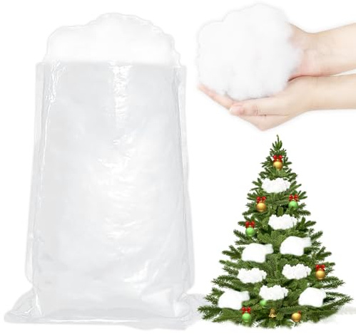 kunstschnee watte, 160g Watte deko Weihnachten,Schneewatte deko, Faser Flauschig Schneewatte, Watte Deko Schnee Innen Fake Schnee für Kamin Tischen Weihnachtsbäumen Boden (160g)