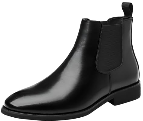 ANUFER Hombre Vendimia Punta Redonda Botas Chelsea Color del Pincel Formal Slip-On Botines Negro SN079238 EU42