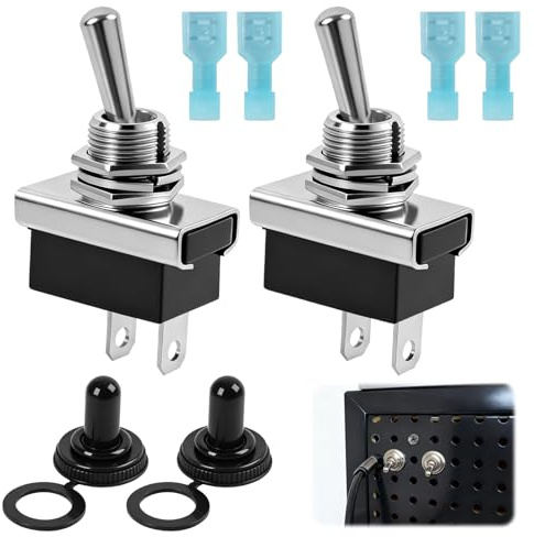 2 Stück Wasserdichter Kippschalter 12V-24V 25A, 2 poliger SPST Kippschalter mit Wasserdichter Abdeckung für Auto, Boot und LKW, Kippschalter 2 Positionen für Zuverlässigkeit und Sicherheit
