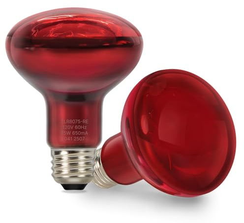 2 Pack Infrared Reptile Heat Lamp Bulb,100W E27 Basking Spot Lamp,Tortoise Heats Lamp Bulb,Infrared Reptile Heat Lamp Bulb for Reptile, Lizard, Amphibian, Spider,Snake,Suitable for Vivarium Heat(Red)