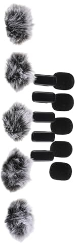 SUPVOX Accessori per Riduzione Rumore e Compatibilità Ampia per Microfono Lavalier Wireless 10 Pezzi Clip Inclusi con Spugna e Copertura in Peluche Nera per Registrazioni Audio e Vlog