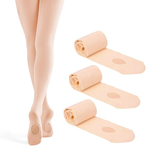 GOZINA Ballet Tights, 3 Pcs Convertible Ballet Tights Girls for 5-16 Years in Pink (UK, Age, 14 Years, 16 Years, Regular, Pink)