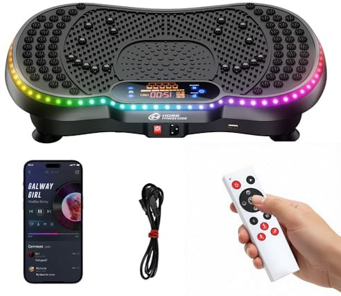 GartistGo Piattaforma Vibrante con Luci LED 7 Colori e Bluetooth, 200 Livelli Velocità e 5 Programmi Preimpostati per Allenamento Total Body a Casa