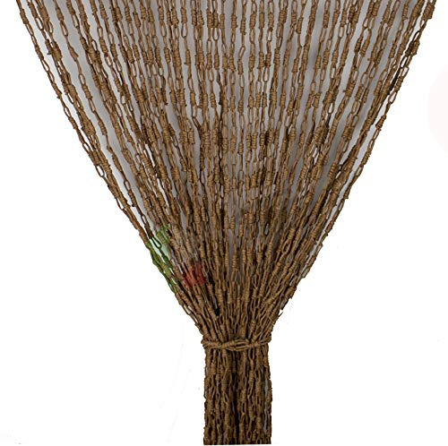 Tata Home Tenda Antimosche con Catenelle Intrecciate in Fibra Naturale per Porta Finestra Moschiera a Pannello Misura 140 x 230 cm Colore Marrone