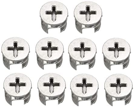 Furniture Cam Lock Nut Connectors Fittings 15x11mm for Cabinet Drawer Wardrobe Furniture Beds Chairs Cam Lock Slotted Screw Fittings 10pcs