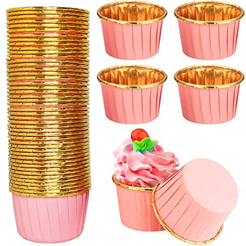 Pirottini Cupcake, Stampi per Cupcake da 100 Pezzi, Fodere per Muffin non Appiccicose, per Muffin, Torte, Budini, Rosa