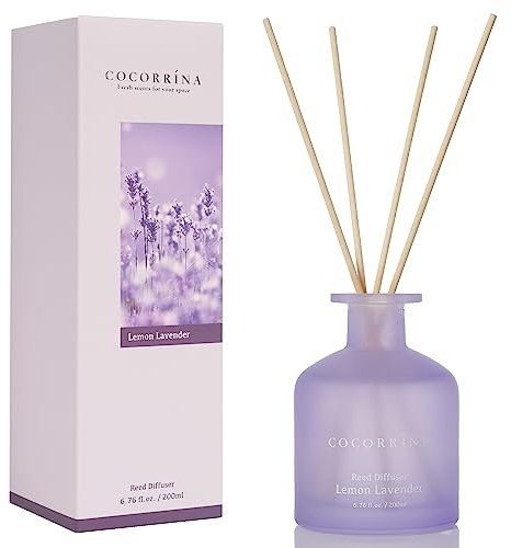 Cocorrína Diffusore Profumo Ambiente - Diffusore di lavanda al limone da 200 ml con bastoncini Diffusore di oli essenziali per la casa per la camera da letto, il bagno, la mensola e l'ufficio