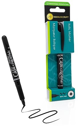 MANUSCRIPT Fine Tip Callicreative Italic Marker Pen | Black Alcohol Markers, Perfect Calligraphy Pens | Smooth Fine Point for Precise Lettering & Outlining