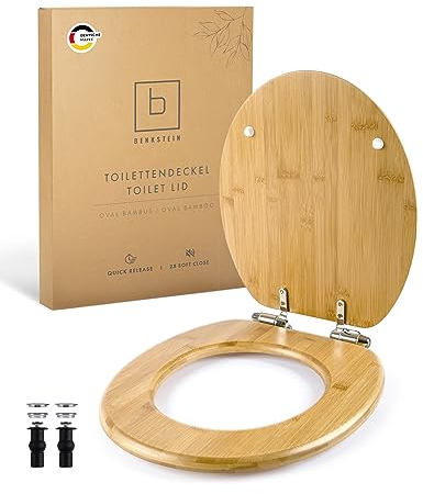 Benkstein® Toilettendeckel mit Absenkautomatik Bambus – antibakterieller WC Sitz – Quick-Release zur einfachen Reinigung – einfache Montage – robust & nachhaltig – Klodeckel aus Holz – abnehmbar