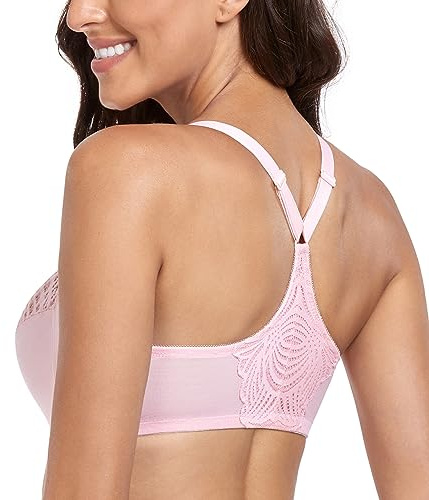 Lemorosy Soutien-Gorge Femme à Armatures Fermeture Devant Dentelle | Grande Taille Dos en Y, bretelles larges réglables,T-Shirt petit crochet triangulaire pour style racerback, bonnet entier
