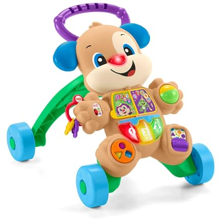 Fisher-Price Lachen und Lernen Lauflernhilfe für erste Schritte, Lauflernhilfe mit Lichtern und Geräuschen, Lernspielzeug für Babys + 6 Monate, spanische Version + Portugiesisch + Italienisch +