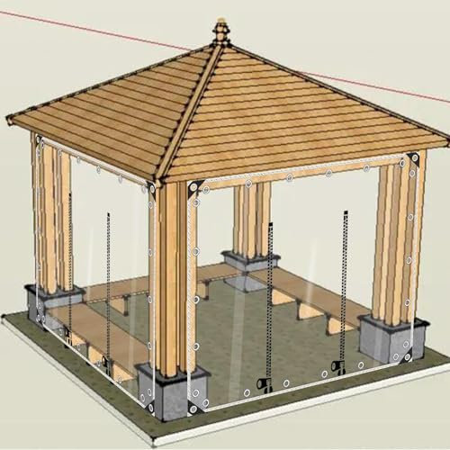 KOOEIN Bâche Transparent Rideau de Imperméable pour L'Extérieur,Panneau Latéral de Jardin avec Bâche PVC et Porte à Fermeture éclair,Bache de Protection en Vinyle Tente,Coupe-Vent,W×H-1×0.8/3.3×2.6ft