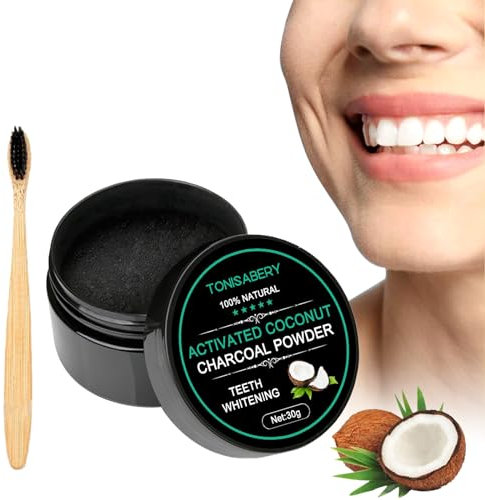 Activated Charcoal Teeth Whitening Set, Powder Toothpaste, Coconut Charcoal Tooth Powder - Natural Tooth Powder, Teeth Whitening Powder, Color Correcting Tooth Powder for Dirty Mouth