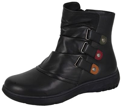 Mod Comfys L557 Ladies Softie Leather Ankle Boots (Black, UK Footwear Size System, Adult, Women, Numeric, Wide, 7)
