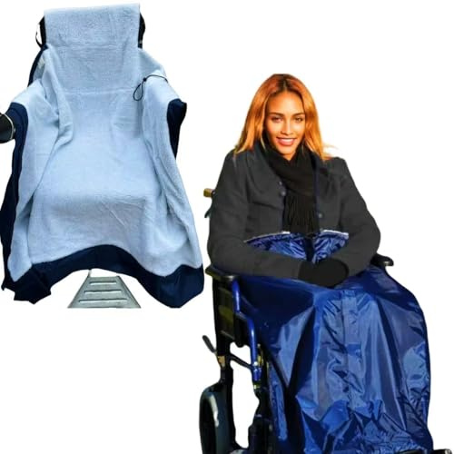Fonakei Manta impermeable para silla de ruedas, tamaño XXL, con forro polar, para silla de ruedas, mantiene el calor para las piernas, se adapta a asientos de no más de 22 pulgadas (embalaje al vacío)