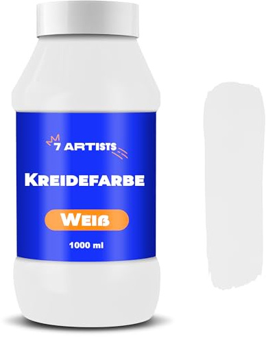 7 Artists Chalk Paint Vit 1000 ml Chalk Paint Matt Finish | Möbelfärg Utan Slipning | Chalk Paint Färger | Träfärg | Vintage Färg | Kritalack Finish