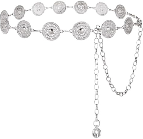Cintura a Catena in Metallo da Donna, Regolabile Cintura Sottile In Vita Stile Bohémien, Donna per Abiti Cintura Sottile Retrò Cintura Classica Eleganti