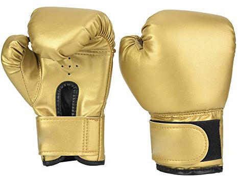 Gants de Boxe pour Enfants, 1 Paire de Gants de Boxe en Cuir PU pour Enfants, Mitaines d'entraînement pour Sacs de Sable, karaté, Taekwondo (Or)