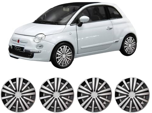 Darfox 14 Inch Wheel Trims – Set of 4 Hubcaps – Compatible with Fiat 500 – Plastic Covers for Steel Wheels (spsb)