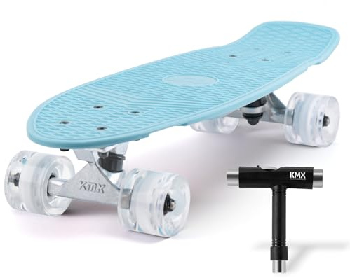 KMX Skateboard 22 Inch, Classic Cruiser Skateboard for Beginners and Advanced, Mini Cruiser Board for Boys, Girls, Kids, Students, Adults, Teens Pro Penny Board(22 Aqua Blue Pro)