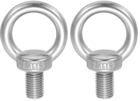 QUARKZMAN Boulon Oeil A Epaulement Levage M16 x 26 mm, 304 Acier Inoxydable Forme Anneau Boulon Oeil A Filetage Male Pour Engineering Port Marine Hamacs suspendu Lot 2
