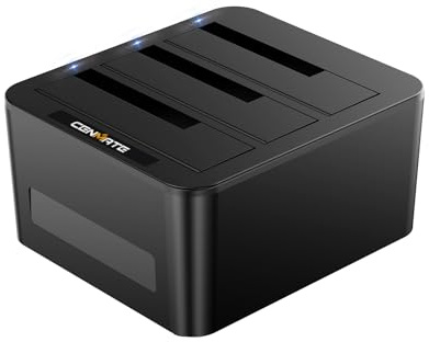 CENMATE 3 Bay Hard Drive Enclosure for 2.5“/3.5 SATA HDD/SSD with USB A/C 3.0, Hard Drive Enclosure Support Hot Swappable, Tool-Free HDD Enclosure