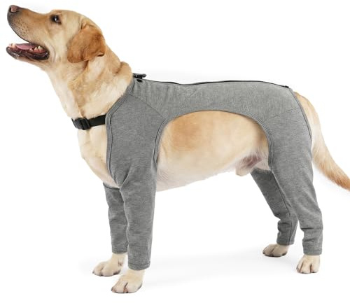 Hund Op Body med ben, hundbody efter knä Op hund benskydd efterop bakben armbåge bandage framben ärmar återhämtning ärm förhindrar slickande sår efter knäoperation (grå, XL)
